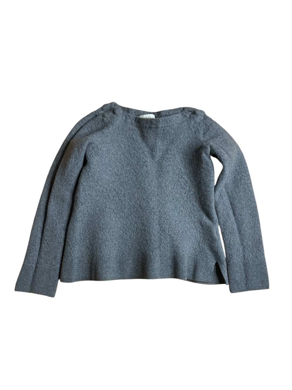 Ellen Tracy Gray 100% Extrafine Merino Wool Knit Pullover Sweater - Kids M